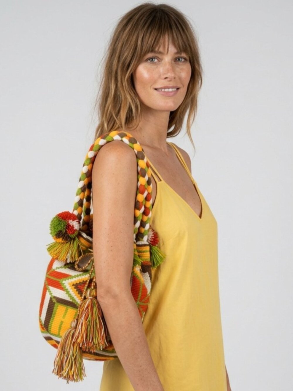 Woven Colorful Bag Wayuu Mochila Shoulder Tassel Tropical Vacation Knit Purse